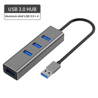 Hub USB-C 4 en 1, divisor tipo C, adaptador USB 3.0 de 5 Gbps, extensor USB 3.0 de aluminio para computadora portátil, PC, teléfono, tableta