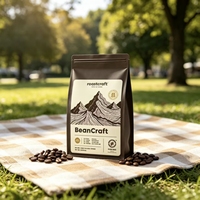 Sacs à café imprimés sur mesure à huit soudures latérales, pochettes de conservation alimentaire multicouches en kraft et aluminium avec fermeture éclair refermable