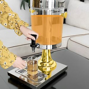 Db Portable 3L Plastic Single Tap <b>Drink</b> <b>Dispenser</b> Gold Plated Commercial Grade Round Freestanding Beverage Container - Product Image 4