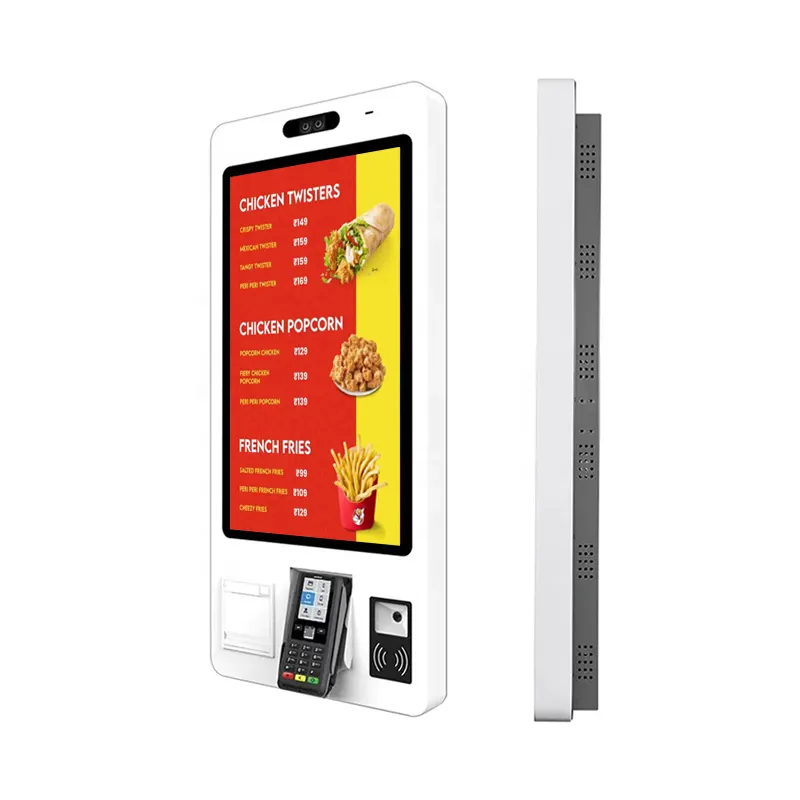 Samidisplay Wall Mount Restaurant 32" Lcd Touch Screen Self Service Payment Kiosk With Built In Web Camera Id Card Reader