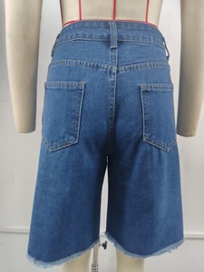 Shorts en <span class=keywords><strong>jean</strong></span> déchiré taille haute pour <span class=keywords><strong>femme</strong></span>, coupe droite, ourlet brut, longueur <span class=keywords><strong>mi</strong></span>-cuisse, décontracté, été - Product Image 6