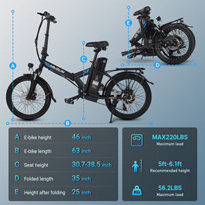 Stock de dropshipping VARUN Vélo électrique pliable de ville 20 pouces 500W Haute puissance 32km/h 60km pour le week-end, le camping, adultes États-Unis 3-7 jours - Product Image 3