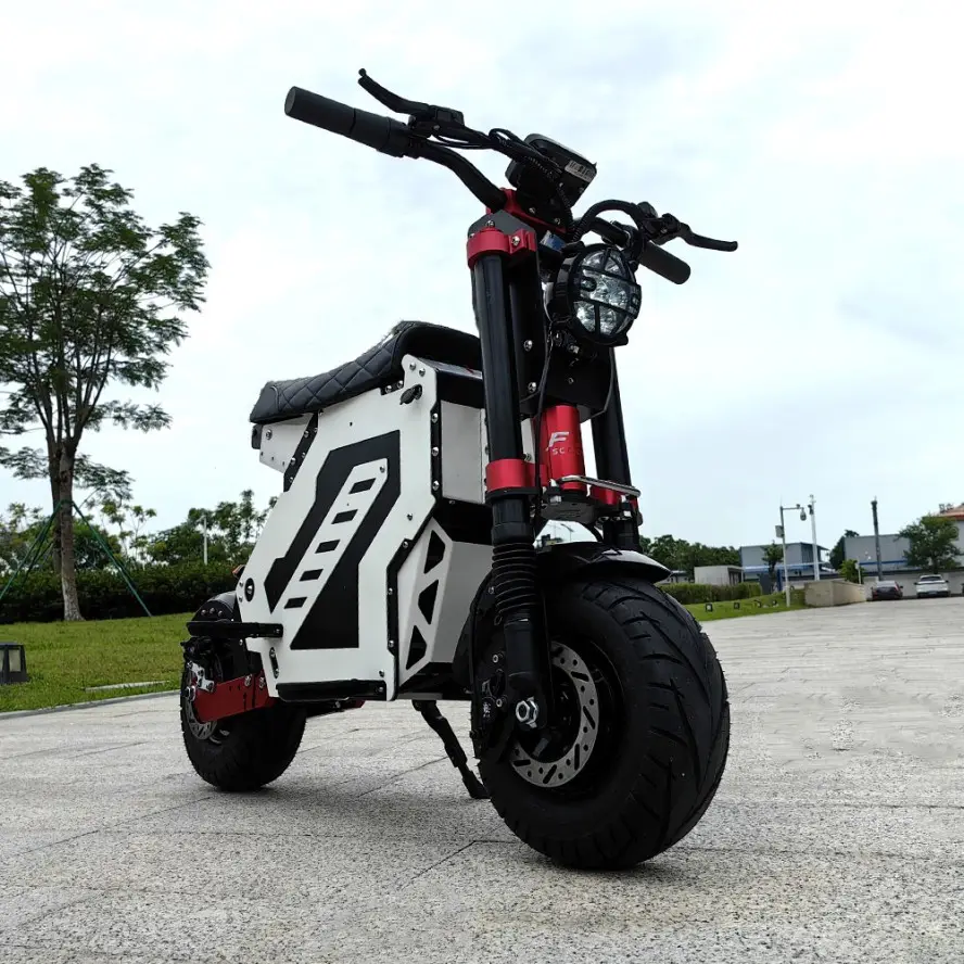 Белый/красный спортивный велосипед 60 В, Электрический скутер с двумя двигателями, максимальная скорость 75 миль в час, Электрический скутер