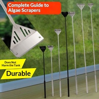 Grattoir à algues pour aquarium en acier inoxydable, manche long 2-3 sections, nettoyeur de verre pour aquarium, lame remplaçable, outil de nettoyage, 65,5 cm