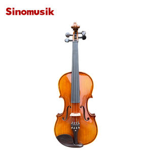 Sinomusik marca Venta caliente buena calidad precio <span class=keywords><strong>barato</strong></span> brillante amarillo marrón llama Arce tallado abeto sólido violín HV01D - Product Image 2