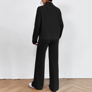 Jersey 100% suéter de Cachemira conjunto doble Rib suéter suelto <span class=keywords><strong>pantalones</strong></span> conjuntos de Cachemira de punto 100% conjunto de mujer de Cachemira - Product Image 3