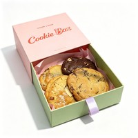 Boîte d'emballage coulissante pour biscuits, personnalisable avec logo, en carton alimentaire recyclable, pour desserts, biscuits et produits de boulangerie, avec séparateur
