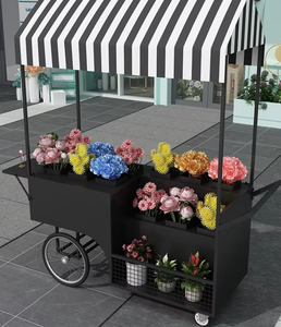 Chariot de vente ambulante en <span class=keywords><strong>fer</strong></span> forgé le plus vendu, chariot créatif d'extérieur, chariot promotionnel pour centre commercial, chariot de nourriture de rue pour plantes et fleurs - Product Image 3