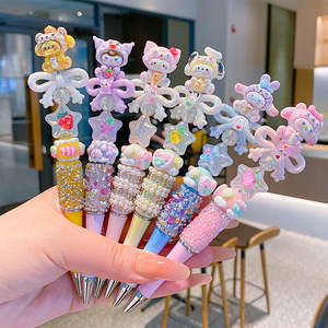 Children's High-End Black Metal Ballpoint Pen Cute Cartoon Flash Diamond Bow Rotating Writing Tool 0.5 mm Homework - Product Image 3