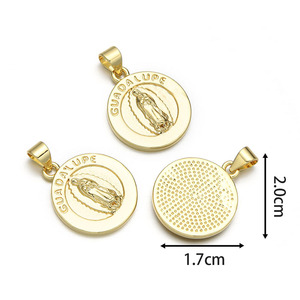 Colgante Religioso Redondo JS2068 de la Virgen de Guadalupe con Retrato Detallado de José Gregorio Hernández para la Fabricación de Joyería y Collares - Product Image 5