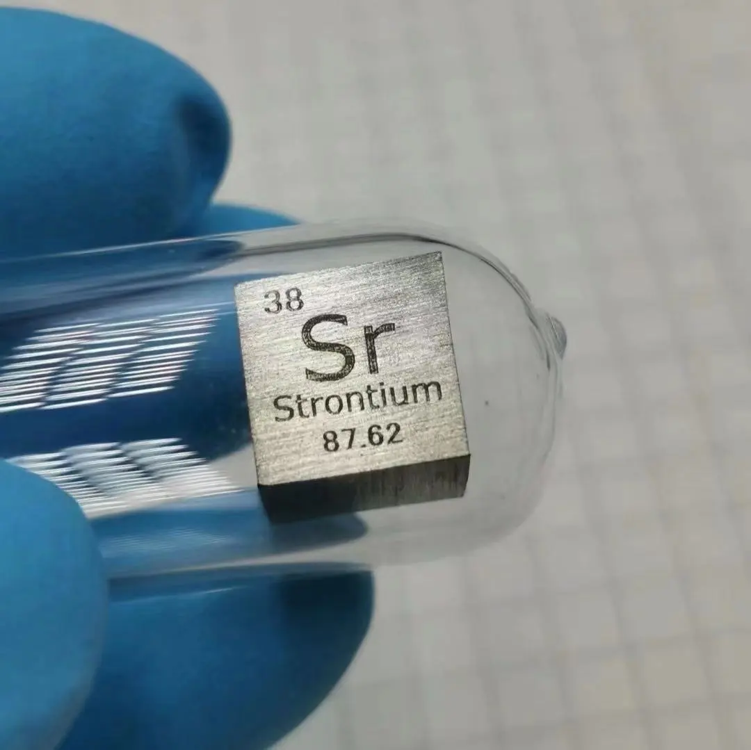 Strontium Metalen 10Mm Dichtheid Cube 99% Zuiver In Glazen Ampul
