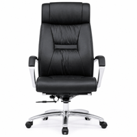 Chaise de bureau de direction en cuir PU avec appui-tête et accoudoirs rembourrés, fonction d'inclinaison et base pivotante avec roulettes.
