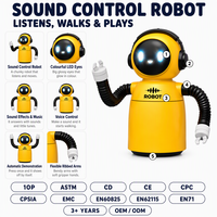 Robot interactif avec commande vocale et par applaudissement, marche et tourne avec son, bras articulés, yeux LED, pour enfants de 3 ans et plus, cadeaux