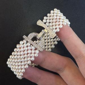 Bracelet tissé en perles naturelles de luxe léger 3-4 mm pour femmes, accessoire de pince à cheveux en perles d'eau douce, directement du fabricant - Product Image 5