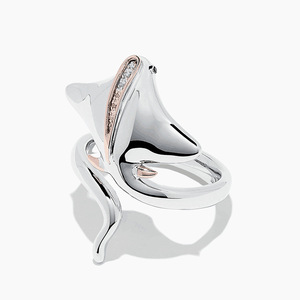 Anello Unisex Bicolore con Incrustazione di Raggi di Manta, Ornamento di Moda Europea - Product Image 4