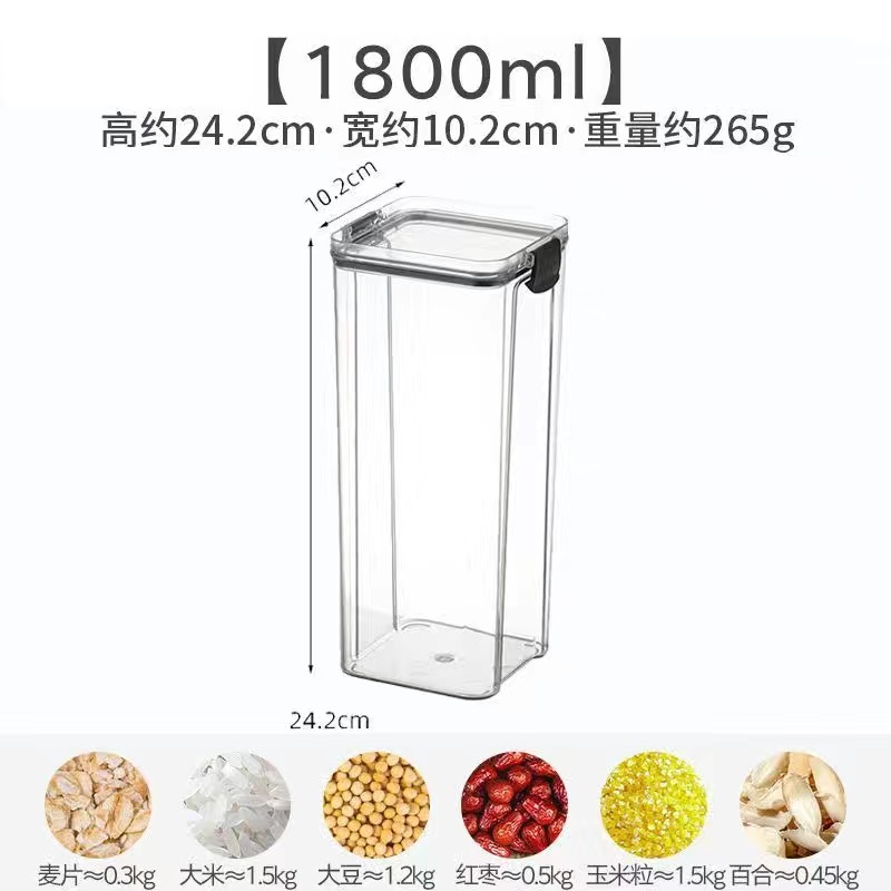 Recipiente hermético cuadrado de 1800ml.
