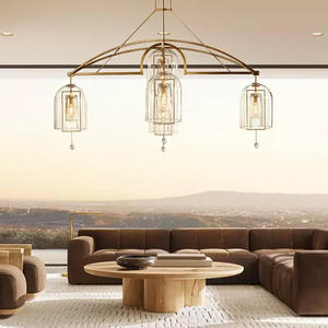 Lustre rond de 85 pouces, style vintage, en laiton, avec abat-jour en verre soufflé, design industriel, luxueux et moderne, pour salon, cuisine ou îlot. - Product Image 6