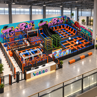 Équipement de parc de trampolines intérieur commercial Vabibo TP024, fosse à mousse haute densité, mur d'escalade, aire de saut ouverte, pour la famille
