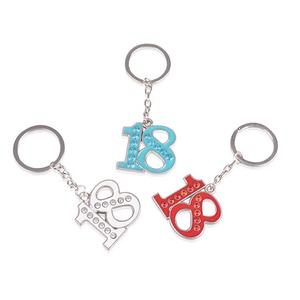 <span class=keywords><strong>Metal</strong></span> personalizado llavero de diamante número 18 llavero 18th cumpleaños regalo - Product Image 1