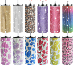 <span class=keywords><strong>Nome</strong></span> personalizzato personalizzato Logo 20oz in acciaio inox <span class=keywords><strong>tazza</strong></span> <span class=keywords><strong>tazza</strong></span> di strass con paglia di metallo - Product Image 3