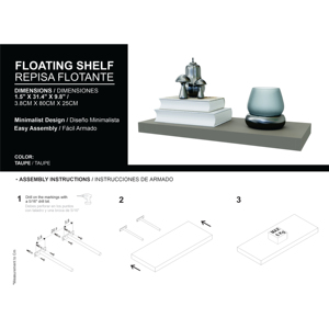 Iva <b>Floating</b> Shelf In Melamine Taupe X2 <b>Wall</b> Display <b>Shelves</b> - Product Image 5