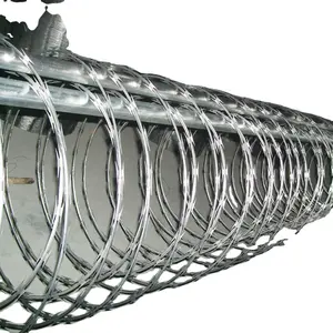 500mm Coil Spiral Hot-Dip Galvanized Cross Type CBT-65 Concertina Razor Barbed Wire Coil For Fence