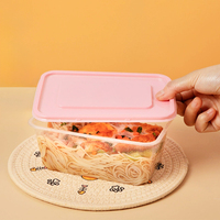 Vaisselle en plastique transparente rectangulaire pour déjeuner jetable Bento avec logo de marque personnalisé vente en gros emballage de boîte de fast-food à emporter en PP