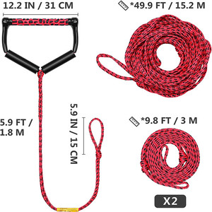 Corde légère en PE <span class=keywords><strong>Eva</strong></span> à 3 sections avec poignée à rayon et charnière pour skis nautiques Wakeboards Kneeboards Autres fournitures marines - Product Image 2