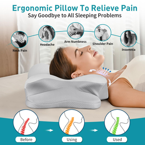 Oreiller ergonomique papillon en mousse à mémoire de forme de haute qualité, à récupération lente, pour la réduction de la pression et la protection des cervicales - Product Image 3