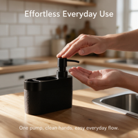 Distributeur de savon rechargeable en polyrésine avec pompe pour évier de cuisine et comptoir de salle de bain