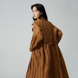 ロングトレンチコート女性用グリーントレンチコート2025年 - Product Image 2