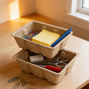 Boîte de rangement en pulpe moulée écologique, boîte en papier biodégradable pour une vie durable, organisation de la maison sans déchets, fournitures - Product Image 5