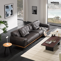 Ensemble de canapés en cuir en forme de L convertible moderne NORYA avec design sectionnel rembourré en éponge pour appartement, hôtel, salon