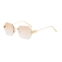 Nouvelles Lunettes de Soleil Rétro Sans Monture UV400 Amincissantes Style Instagram Tendance Transfrontalière Haut de Gamme Vente en Gros pour Femmes 2026
