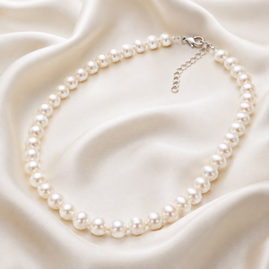 Collier de perles d'eau douce irrégulières, collier de perles baroques naturelles, collier à perles réglable, bijoux classiques pour femmes, cadeau de mariage - Product Image 1