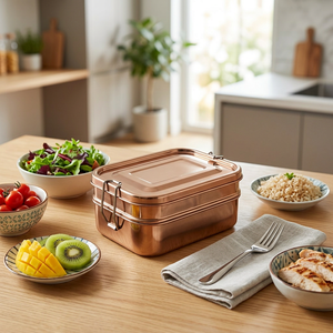 Durable Stainless Steel Rectangle Carved Classic <b>Lunch</b> <b>Box</b> Bento Food Container Freshness Preservation Multiple <b>Compartments</b> - Product Image 6
