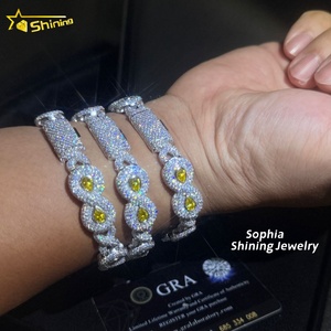 Nieuwkomers 13Mm Mode Kanarie Gele Diamant Hiphop Iced Out Moissanite Infinity Design Cubaanse Link Armband Voor Heren - Product Image 5