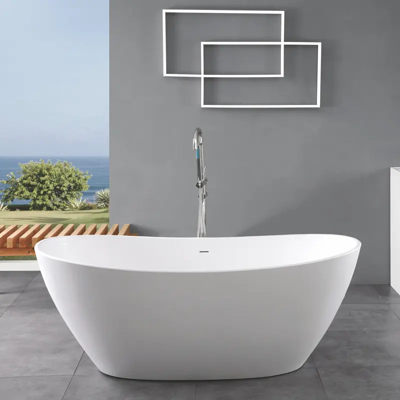 Bak mandi batu buatan, bak mandi Spa marmer, bak mandi berdiri bebas permukaan padat