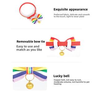 <span class=keywords><strong>Collar</strong></span> de gato con lazo desmontable con campana <span class=keywords><strong>Collar</strong></span> de cachorro de gatito Aplicación de estampado de poliéster para perros y gatos - Product Image 4