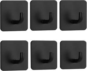 מתלה מקלחת מודרני, חזק במיוחד, עשוי נירוסטה + סגסוגת אבץ, עם 4 ווים, להתקנה על הקיר ללא סימנים, עם דבק חזק. - Product Image 3