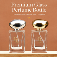 Vente en gros de flacons de parfum en verre vides de 50 ml avec logo personnalisé, fond épais, bouchon en forme de pierre