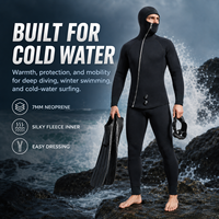 Combinaison de plongée en néoprène 7 mm avec doublure en polaire soyeuse pour la natation hivernale, en stock