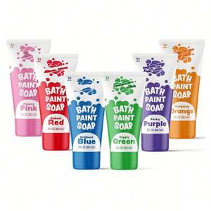 Lot de 6 peintures lavables non toxiques pour baignoires, jouets de bain pour tout-petits, peinture au doigt sur les murs de la baignoire, jouet de bain, savon amusant - Product Image 1