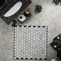 Mosaïque italienne de plancher de marbre d'hexagone de marbre blanc de Carrare pour la salle de bains