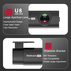 Registratore Video per Auto USB Full HD 1080P con Visione Notturna, Angolo di Visione 140°, Obiettivo 4G, Registrazione in Loop, Assistente alla Guida ADAS - Product Image 4