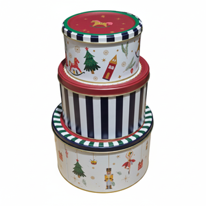 The Enchanted Christmas Collection Metal 3 Pcs Cylinder Storage <b>Canister</b> <b>Set</b> - Product Image 2