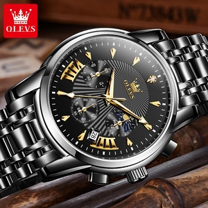 OLEVS 2892 <span class=keywords><strong>Montre</strong></span>-bracelet de luxe en acier inoxydable doré avec calendrier pour hommes <span class=keywords><strong>Montre</strong></span> à mouvement à quartz avec bracelet en acier - Product Image 5