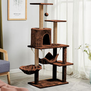 Árbol rascador de sisal y madera de tres pisos para gatos con plataforma de salto y hamaca - Product Image 4