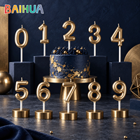 Bougie numérique de luxe personnalisée en gros, chiffres métalliques naturels 0-9 pour la décoration de gâteaux pour fêtes d'enfants