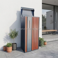 Boîte aux lettres extérieure en métal grande taille, design rayé en bois, pour livraison express de colis et courrier, vente en gros
